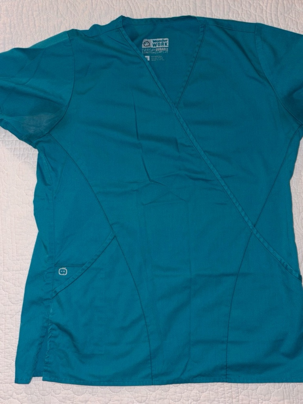 WonderWink Teal Wrap-Style Women's Scrub Top